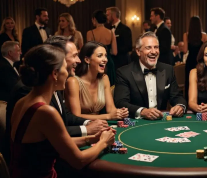 Gracze przeżywający emocje podczas rozgrywki pokerowej