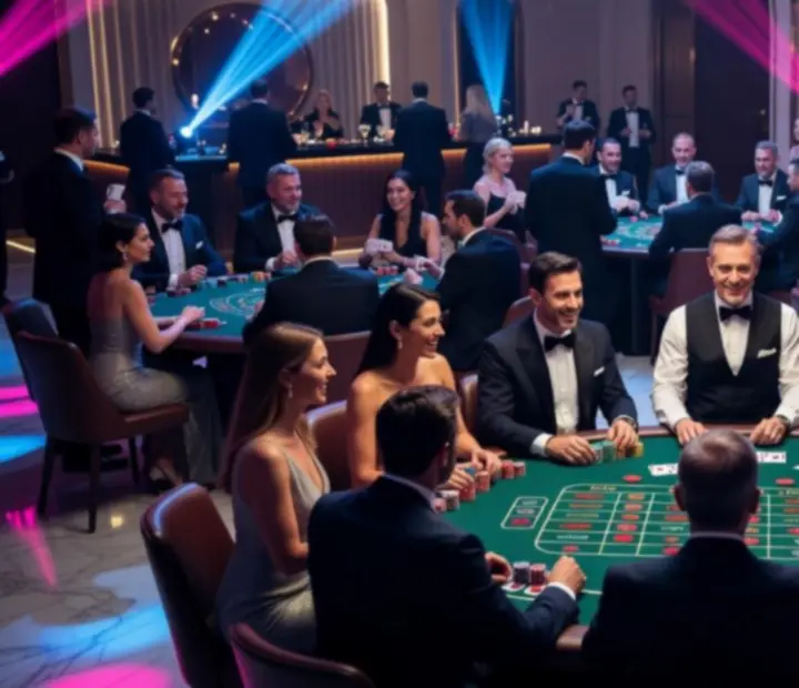 Eleganckie stoły kasynowe podczas wieczornego eventu