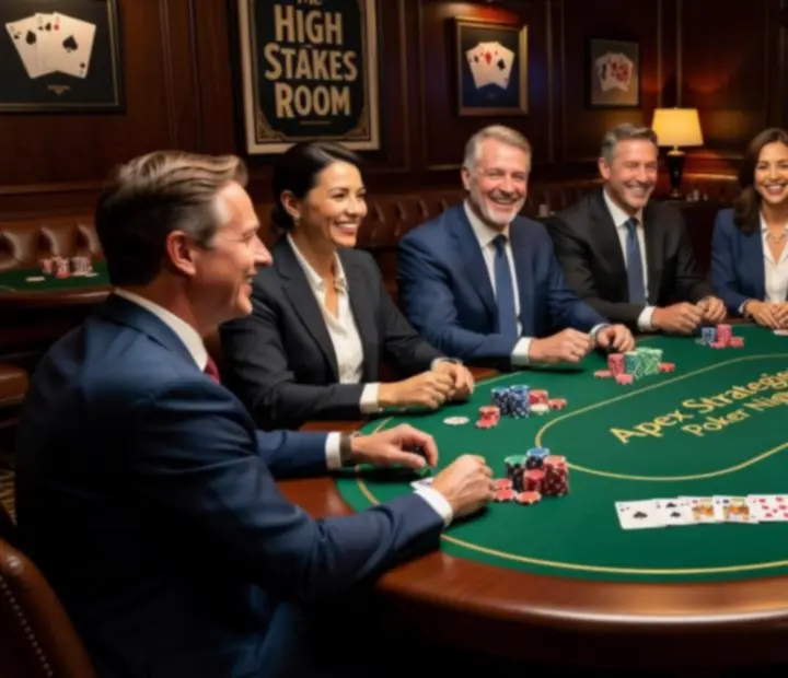Pokerowy stół z uczestnikami podczas nocnego eventu