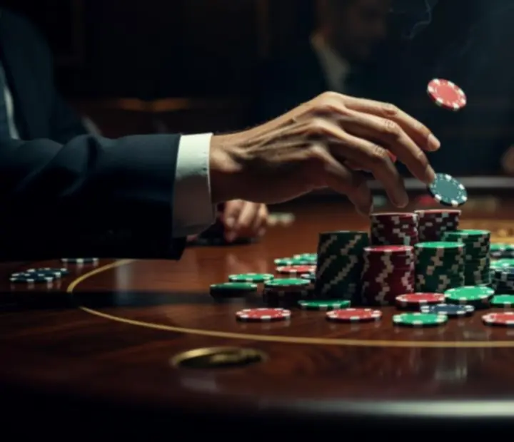 Zbliżenie na karty i żetony podczas wieczoru pokerowego